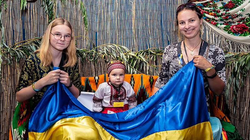 A picture of one of the Ukrainian families who have settled in the borough.