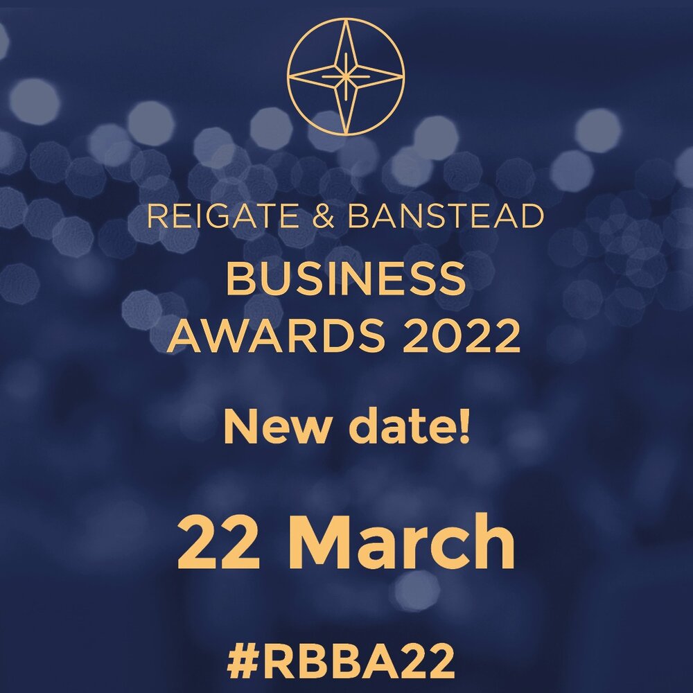 Reigate & Banstead business awards logo with the words thank you