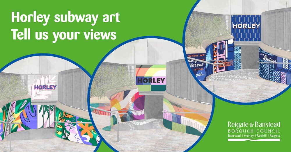 A graphic showing samples for artwork on Horley's subway 