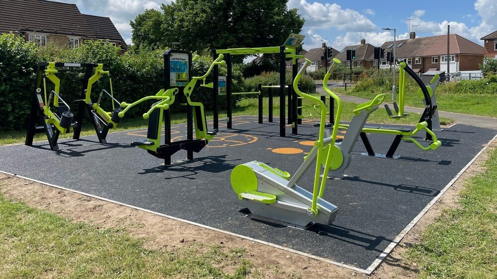 A picture of some of the outdoor gym equipment that have been installed at various parks across the borough