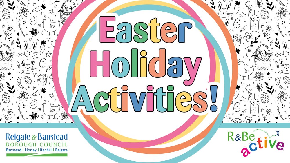 A graphic with the words Easter Holiday Activities 
