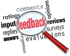 graphic with magnifier glass on the word 'feedback'