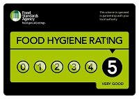 Green and black Food Hygiene Rating Scheme logo