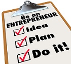 Entrepreneur checklist graphic: idea, plan, do it.
