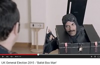 Still image from Ballot Box Man You Tube video