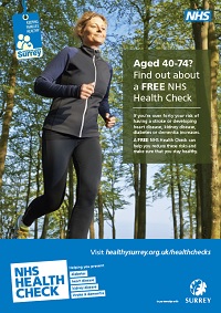 Health checks poster featuring woman running