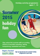 Front cover of holiday fun booklet with picture of boy playing basketball