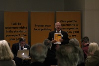 Photo of speaker at community safety presentation