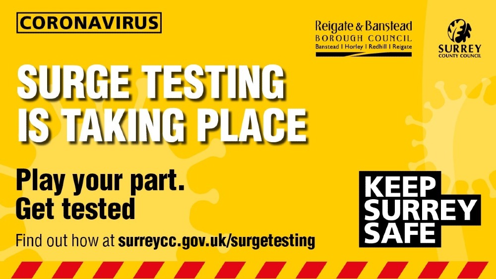 Surge testing in Reigate & Banstead graphicArea one is focused around Banstead, Walton-on-the-Hill and Tattenham Corner, while area two is Reigate town centre. Extensive surveillance of Covid-19 has identified that case rates in the borough of Reigate & Banstead have been increasing for the past few weeks. This is especially evident in the younger age groups, including secondary school age children. In addition to this, an increasing number of these are the Delta variant, which not only is more