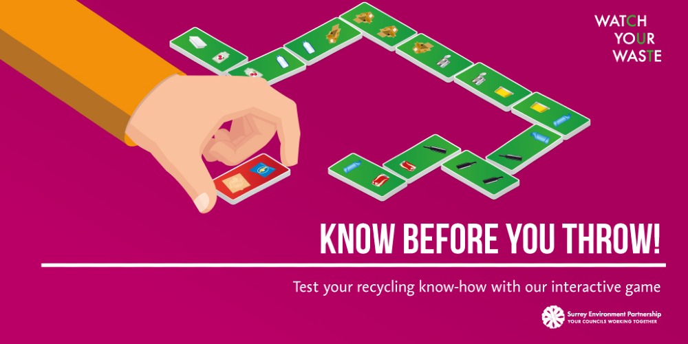 Know before you throw graphic from Surrey Environment Partnership