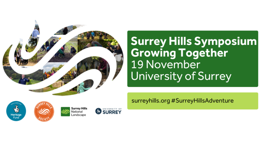 Graphic of Surrey Hills logo that says Surrey Hills Symposium, 19 November, University of Surrey