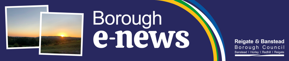 Borough e-news header with images of winter sunsets over fields