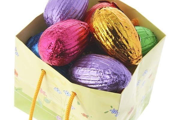 easter eggs in a gift bag