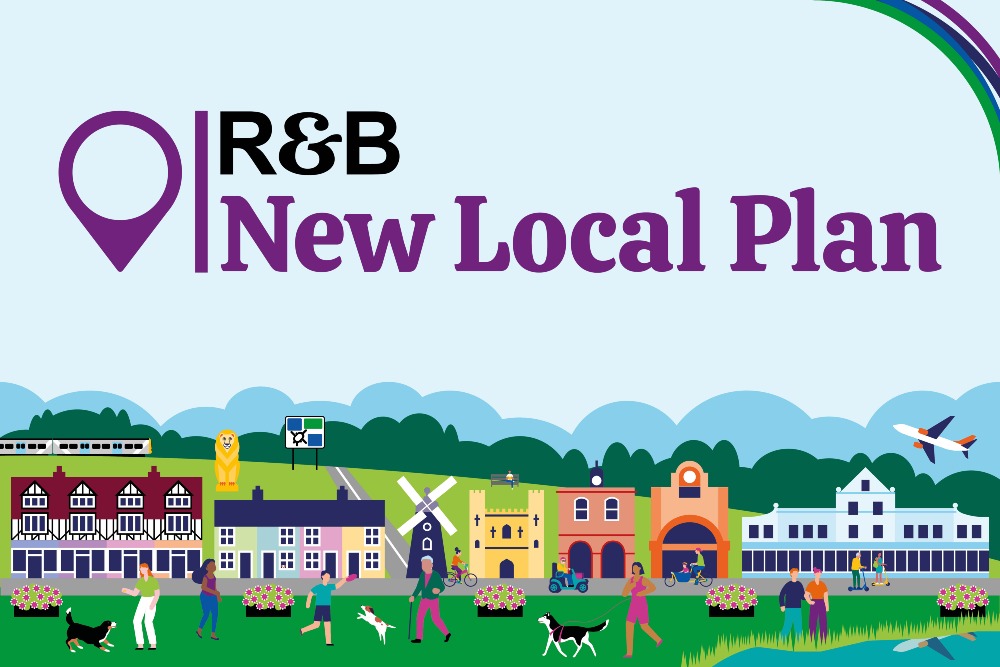 Graphic showing different parts of the borough and activities with the text "R&B New Local Plan"