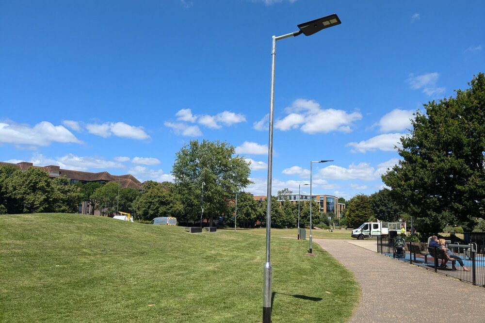 New solar lights in Memorial Park