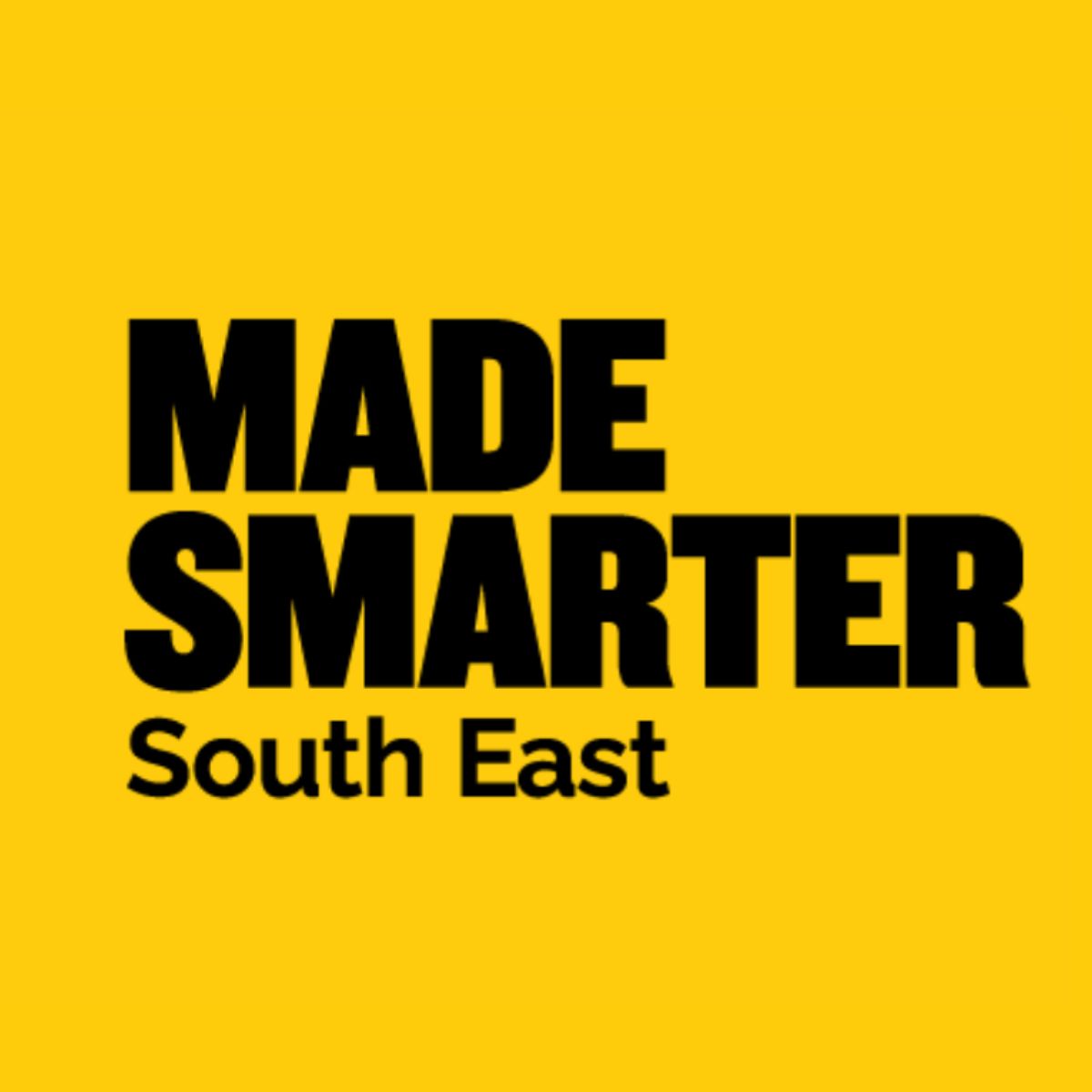 Graphic with the words ‘Made Smarter’ in black text on a yellow background‑focus lights