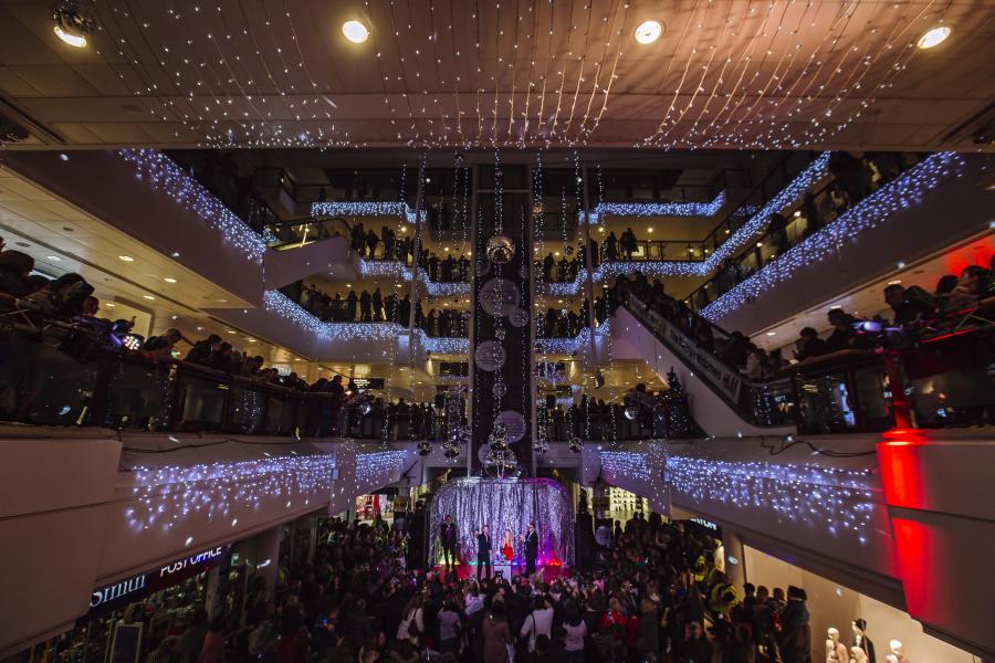 Christmas lights at The Belfry shopping centre in Redhill