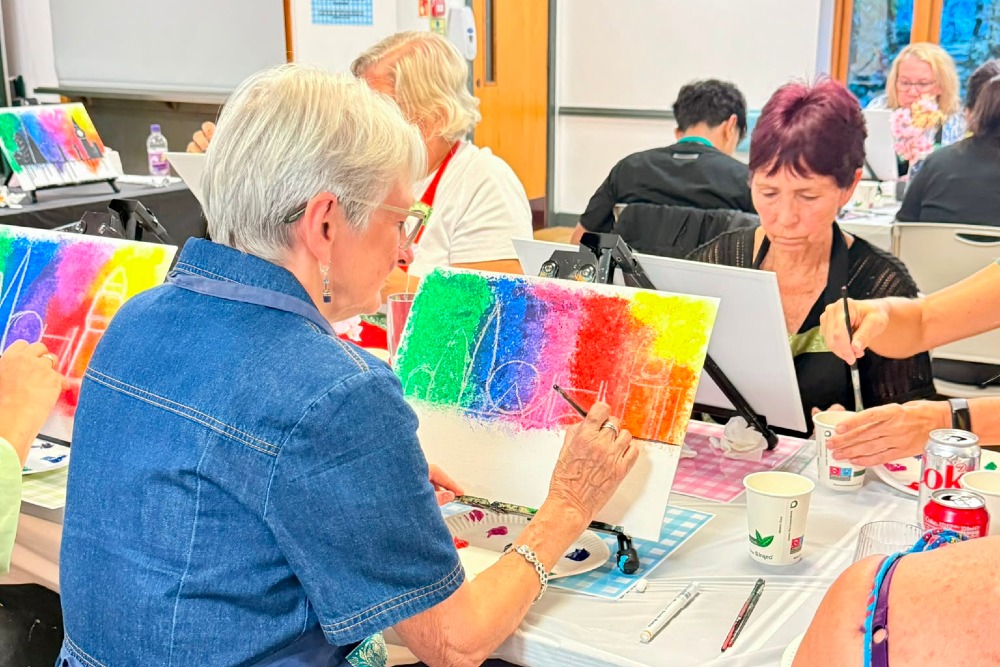 A recent paint and sip event at Woodhatch Community Centre