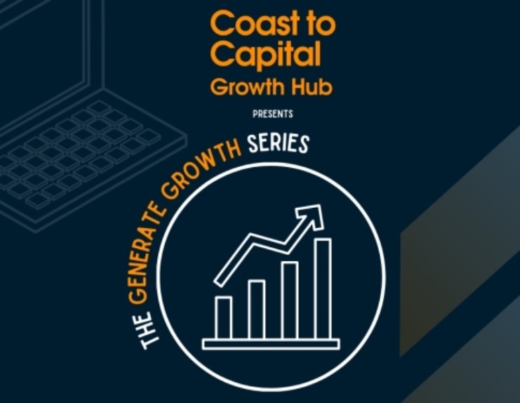 generate growth series graphic white and orange with a 'growth graphic' of implying increased sales