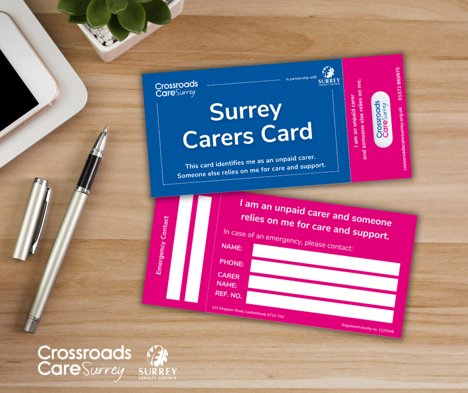 Picture of blue and pink Surrey Carers Card