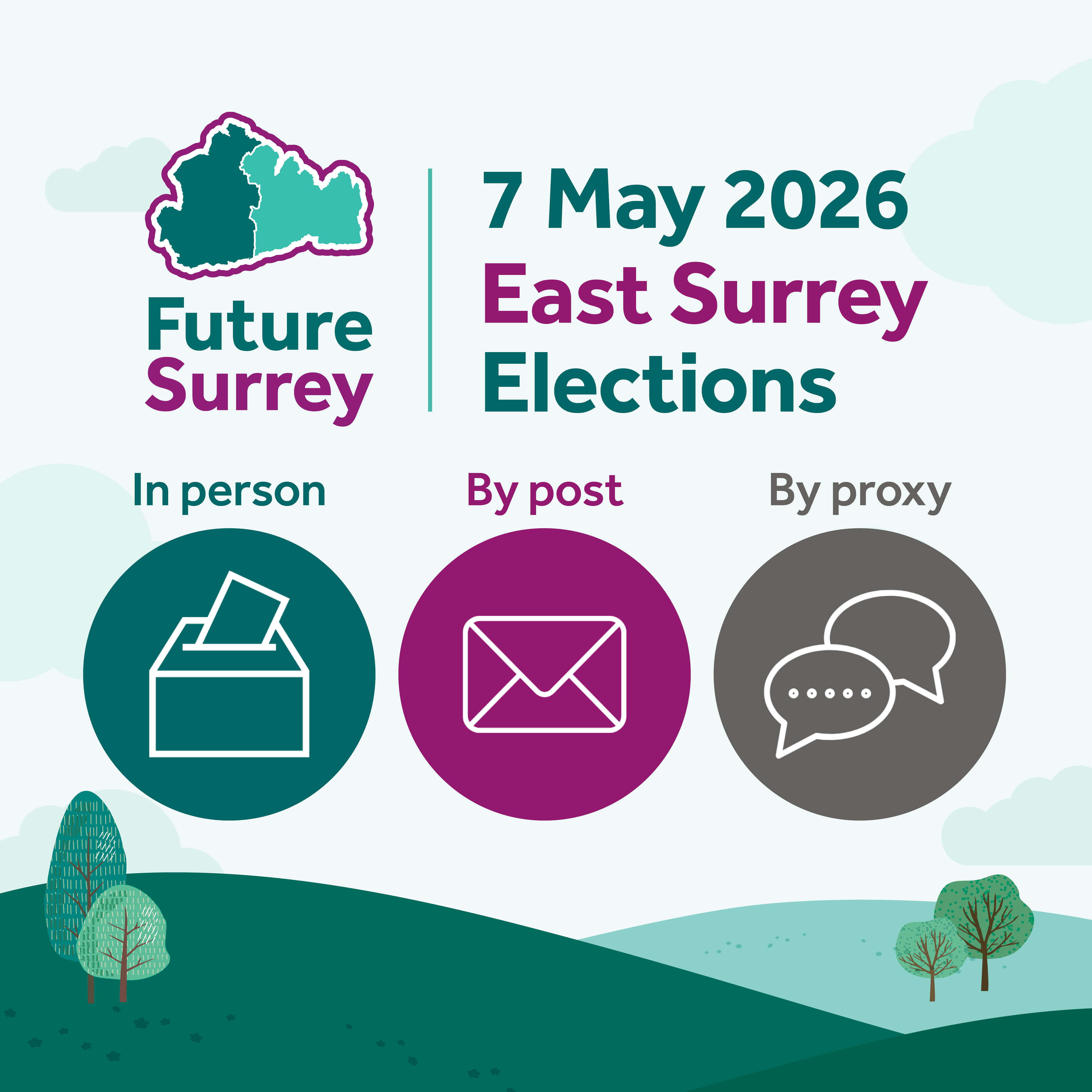 Graphic that says "In person, by post and by proxy"