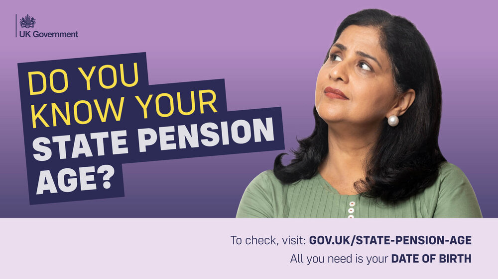 Picture a lady with the quote "do you know your state pension age?"