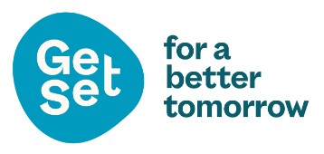 Get set logo in a light blue blob