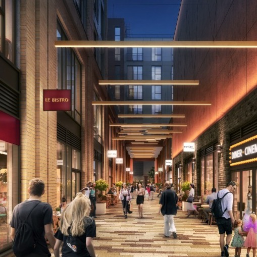 Artists impression of the commercial units at The Rise, Redhill