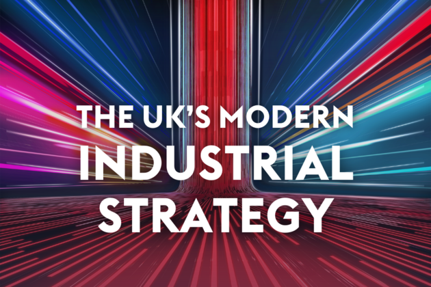 words with stylised union jack behind it, that looks like shards of lights