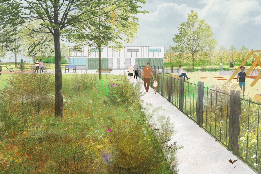 Artist's impression showing part of the proposed Merstham Recreation Ground refurbishment