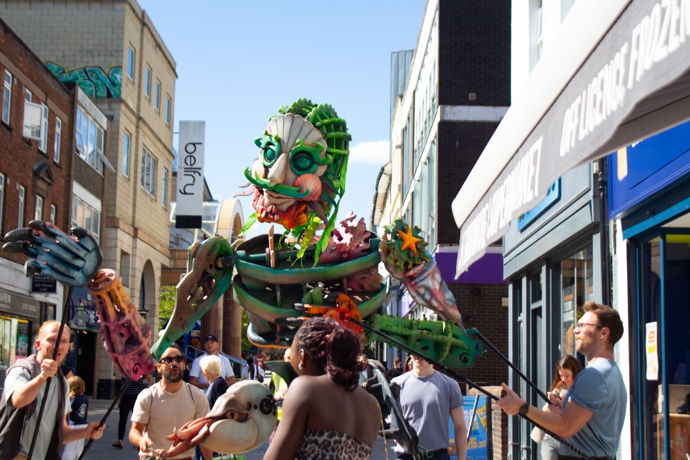 Eko the Sea Giant on walkabout in Redhill